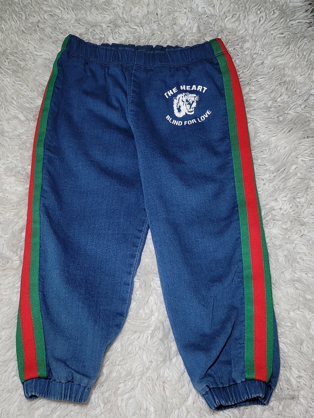 Gucci Navy Joggers with Green & Red Side Stripes
